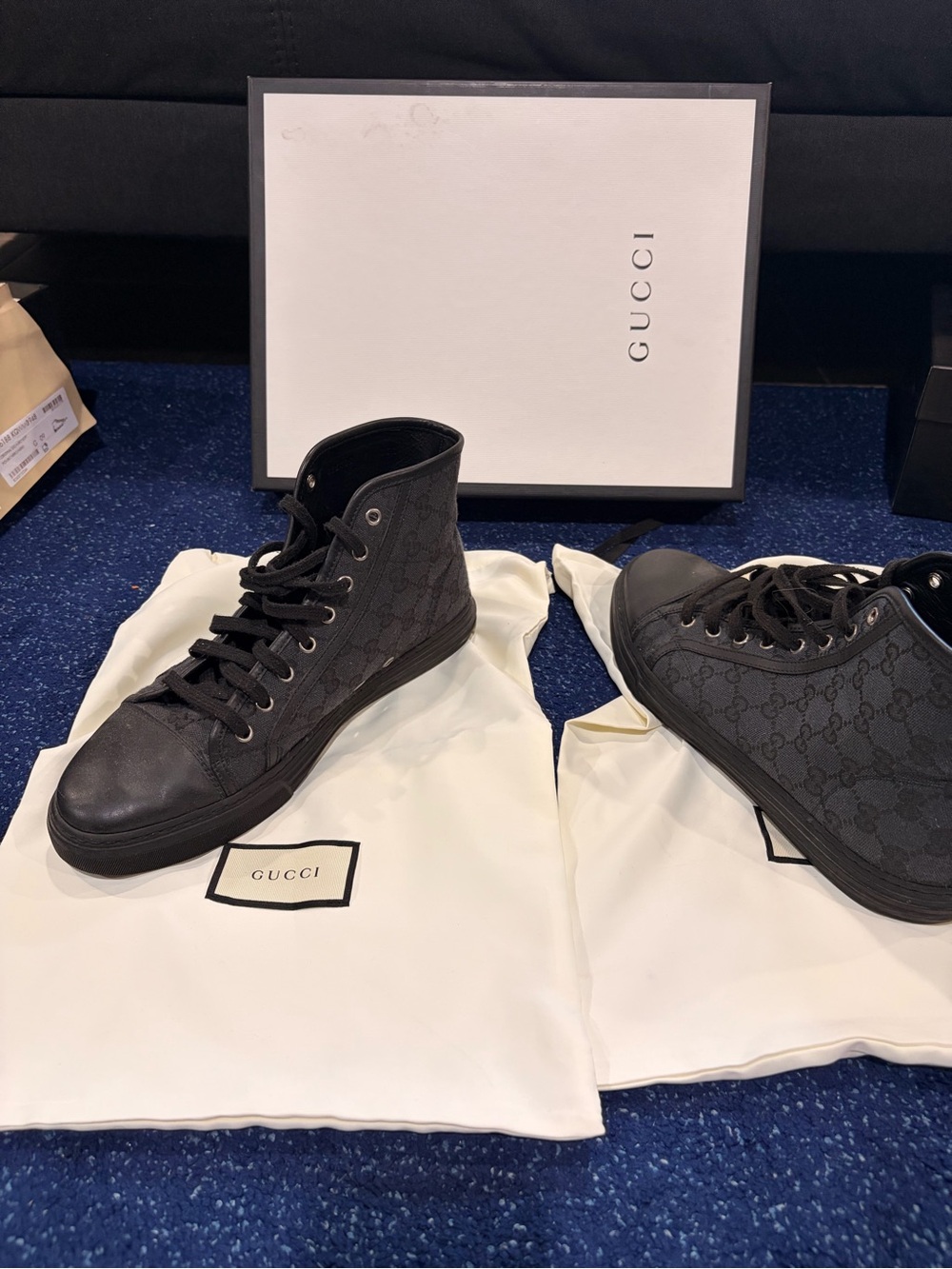 Gucci Black High-Top GG Monogram Canvas Sneakers